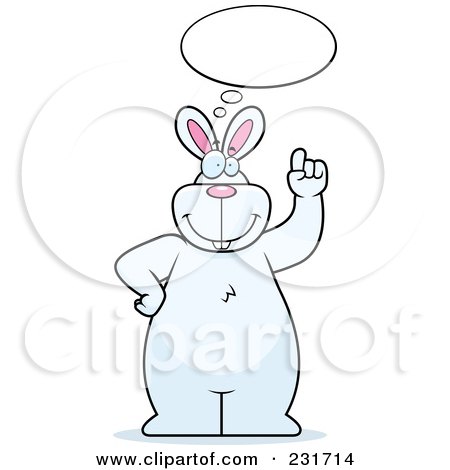 Royalty-Free (RF) Clipart Illustration of a Big White Rabbit Thinking by Cory Thoman