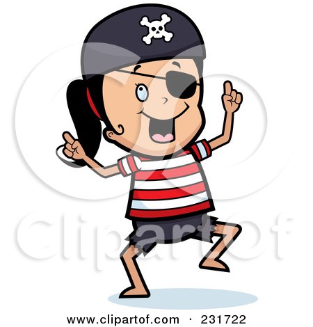 Royalty-Free (RF) Clipart Illustration of a Dancing Pirate Girl by Cory Thoman