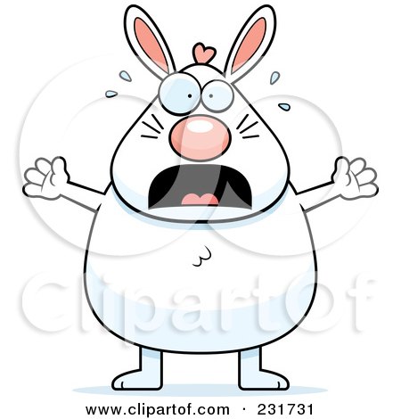 Royalty-Free (RF) Clipart Illustration of a Chubby White Rabbit Freaking Out by Cory Thoman