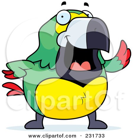 Royalty-Free (RF) Clipart Illustration of a Chubby Parrot Waving by Cory Thoman