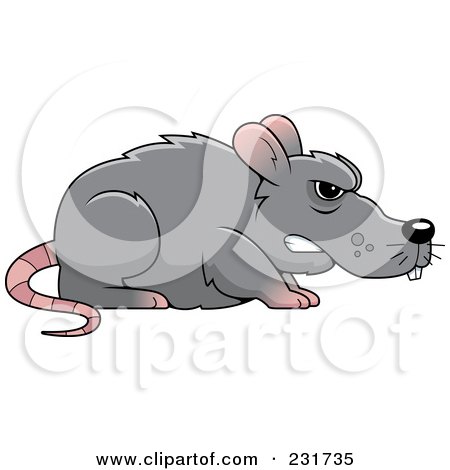 Royalty-Free (RF) Clipart Illustration of a Mean Gray Rat by Cory Thoman