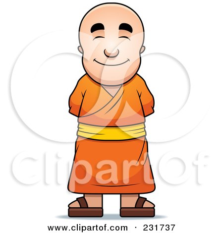 Royalty-Free (RF) Clipart Illustration of a Pleasant Buddhist Monk by Cory Thoman