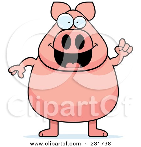 Royalty-Free (RF) Clipart Illustration of a Chubby Pig With An Idea by Cory Thoman