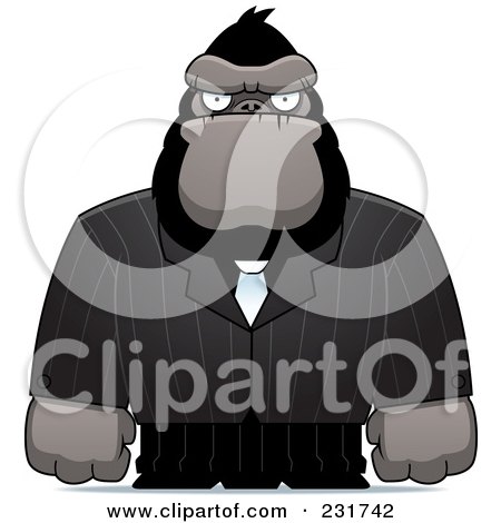 Royalty-Free (RF) Clipart Illustration of a Strong Ape In A Pinstripe Suit by Cory Thoman