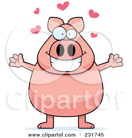 Royalty-Free (RF) Clipart Illustration of a Chubby Infatuated Pig by Cory Thoman