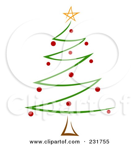 Royalty-Free (RF) Clipart Illustration of a Green And Red Zig Zag Christmas Tree by BNP Design Studio