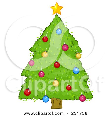 Royalty-Free (RF) Clipart Illustration of a Big Green Christmas Tree by BNP Design Studio