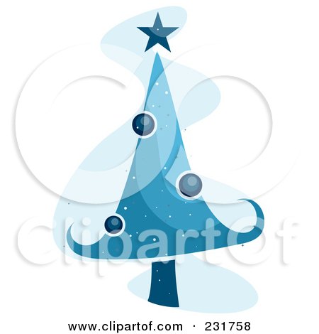 Royalty-Free (RF) Clipart Illustration of a Blue Christmas Tree by BNP Design Studio