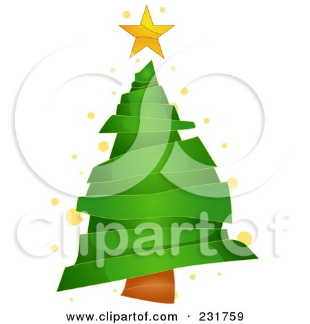 Royalty-Free (RF) Clipart Illustration of a Green Paper Scrap Christmas Tree by BNP Design Studio