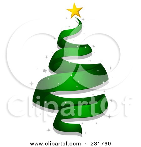 Royalty-Free (RF) Clipart Illustration of a Green Spiral Ribbon Christmas Tree by BNP Design Studio
