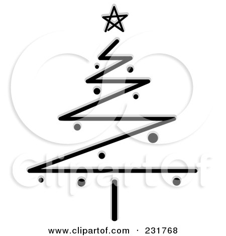 Royalty-Free (RF) Clipart Illustration of a Black And Gray Zig Zag Christmas Tree by BNP Design Studio