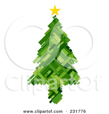 Royalty-Free (RF) Clipart Illustration of a Green Abstract Christmas Tree by BNP Design Studio