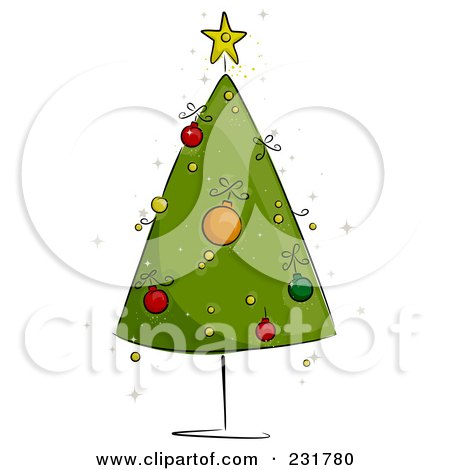 Royalty-Free (RF) Clipart Illustration of a Sketched Triangle Christmas Tree by BNP Design Studio