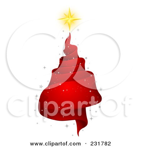 Royalty-Free (RF) Clipart Illustration of a Red Spiral Ribbon Christmas Tree by BNP Design Studio