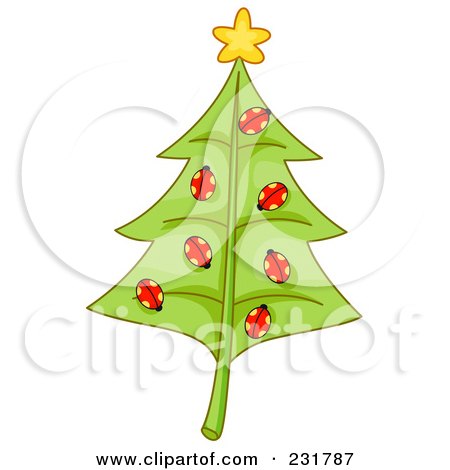 Royalty-Free (RF) Clipart Illustration of a Ladybug Leaf Christmas Tree by BNP Design Studio