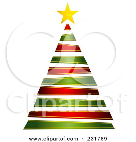 Royalty-Free (RF) Clipart Illustration of a Red And Green Ribbon Christmas Tree by BNP Design Studio