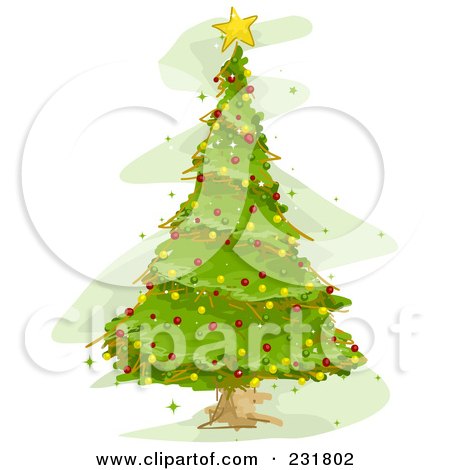 Royalty-Free (RF) Clipart Illustration of a Pretty Green Christmas Tree by BNP Design Studio