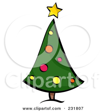Royalty-Free (RF) Clipart Illustration of a Retro Curved Christmas Tree by BNP Design Studio