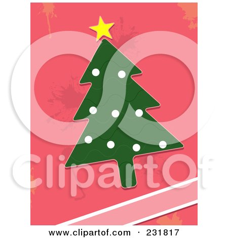 Royalty-Free (RF) Clipart Illustration of a Green Christmas Tree Over Pink by BNP Design Studio