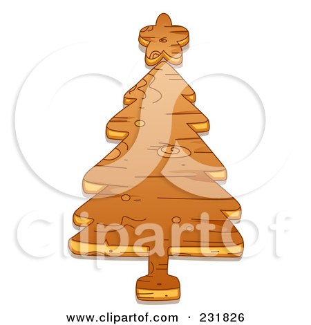 Royalty-Free (RF) Clipart Illustration of a Carved Wooden Christmas Tree by BNP Design Studio