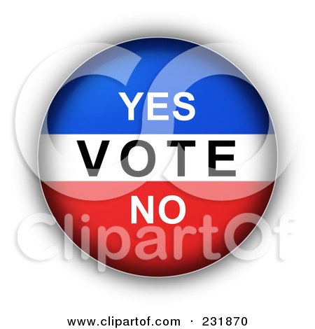 Royalty-Free (RF) Clipart Illustration of a Red, White And Blue YES VOTE NO Button by oboy