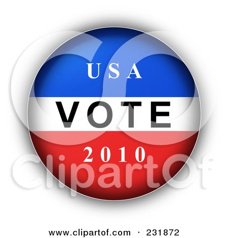 Royalty-Free (RF) Clipart Illustration of a Red, White And Blue USA VOTE 2010 Button by oboy
