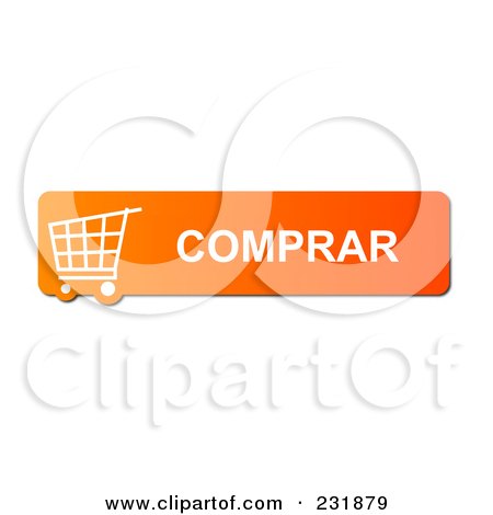 Royalty-Free (RF) Clipart Illustration of an Orange Comprar Shopping Cart Button by oboy