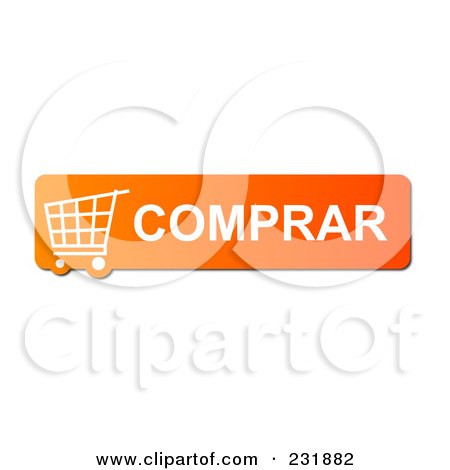 Royalty-Free (RF) Clipart Illustration of an Orange Comprar (Buy) Shopping Cart Button by oboy