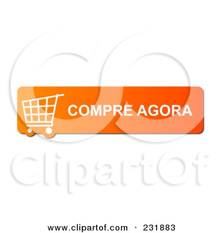 Royalty-Free (RF) Clipart Illustration of an Orange Compre Agora Buy Now Shopping Cart Button by oboy