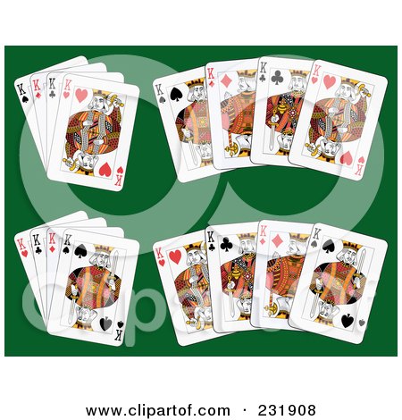 Royalty-Free (RF) Clipart Illustration of King Playing Cards On Green - 2 by Frisko