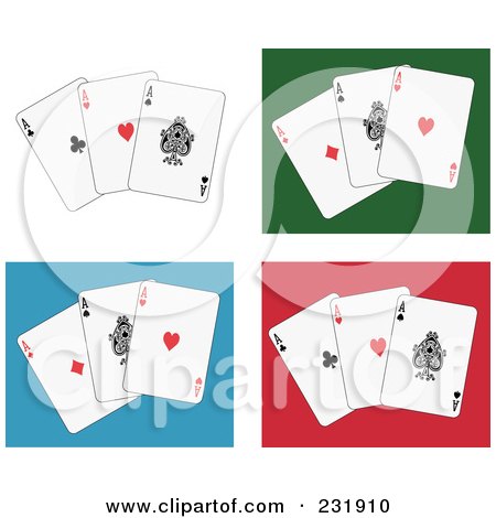 Royalty-Free (RF) Clipart Illustration of Aces On White, Green, Blue And Red by Frisko