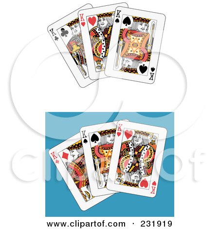 Royalty-Free (RF) Clipart Illustration of a Digital Collage Of Three King Playing Cards - 1 by Frisko