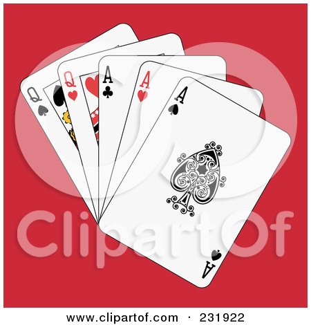 Royalty-Free (RF) Clipart Illustration of Full Aces And Queens On Red by Frisko