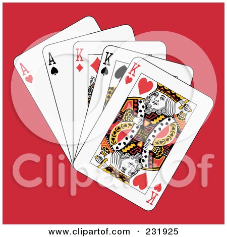 Royalty-Free (RF) Clipart Illustration of Full Kings And Aces On Red by Frisko
