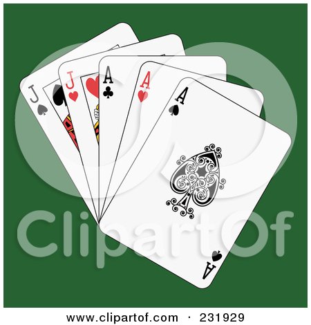 Royalty-Free (RF) Clipart Illustration of Full Aces And Jacks On Green by Frisko