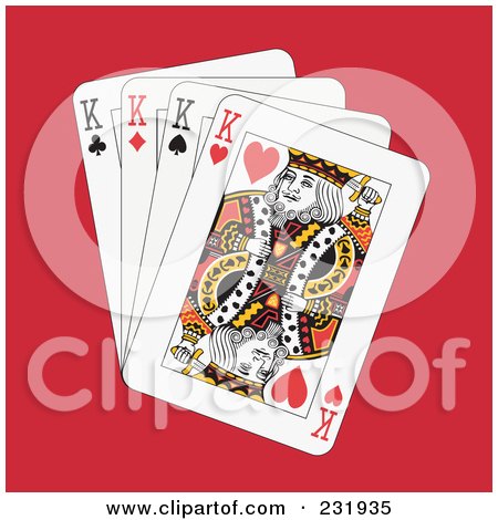 Royalty-Free (RF) Clipart Illustration of Four Kings On Red by Frisko