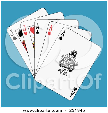 Royalty-Free (RF) Clipart Illustration of Full Aces And Jacks On Blue by Frisko