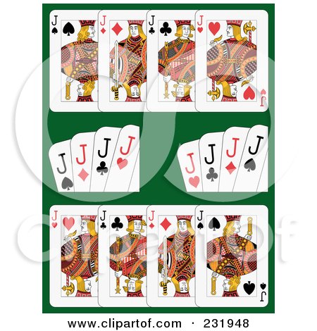 Royalty-Free (RF) Clipart Illustration of a Digital Collage Of Jack Playing Cards - 1 by Frisko