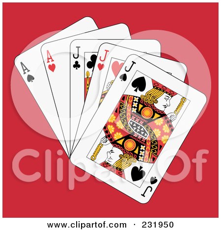 Royalty-Free (RF) Clipart Illustration of Full Jacks And Aces On Red by Frisko