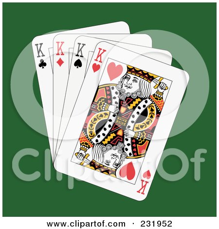 Royalty-Free (RF) Clipart Illustration of Four Kings On Green by Frisko