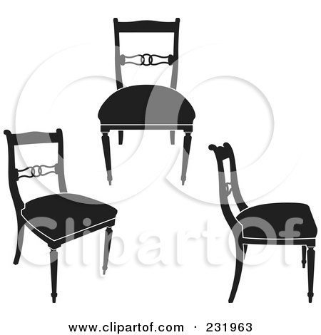 Royalty-Free (RF) Clipart Illustration of a Digital Collage Of Black And White Chairs - 1 by Frisko