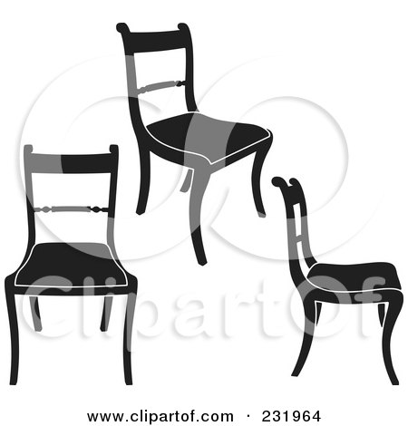 Royalty-Free (RF) Clip Art Illustration of a Digital Collage Of Black And White Chairs - 2 by Frisko