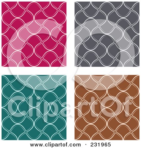 Royalty-Free (RF) Clipart Illustration of a Digital Collage Of Seamless Pink, Gray, Turquoise And Brown Curve Backgrounds by Frisko