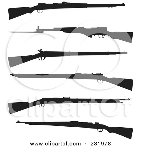 Royalty-Free (RF) Clipart Illustration of a Digital Collage Of Black And White Guns by Frisko
