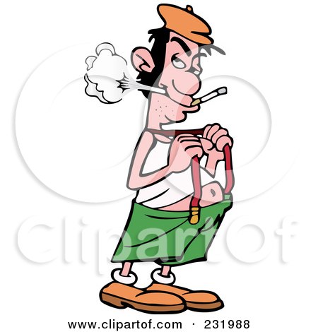 Royalty-Free (RF) Clipart Illustration of a Gross Smoking Man by Frisko