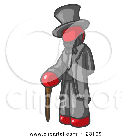 Clipart Illustration of a Red Man Depicting Abraham Lincoln With a Cane by Leo Blanchette