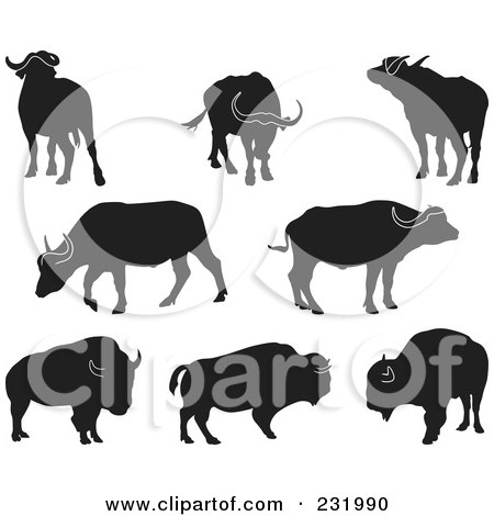 Royalty-Free (RF) Clipart Illustration of a Digital Collage Of Black And White Buffalo by Frisko