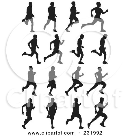 Royalty-Free (RF) Clipart Illustration of a Digital Collage Of Black And White Men Running by Frisko