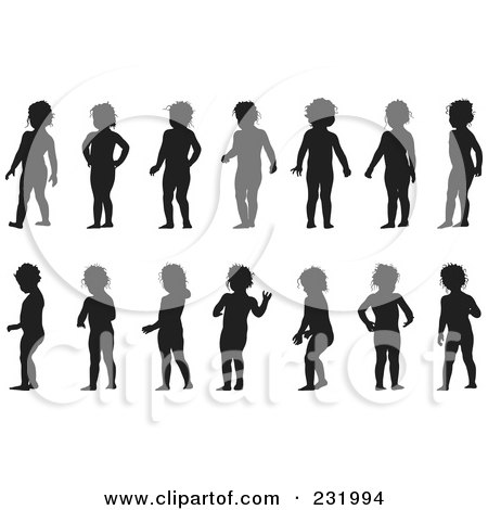 Royalty-Free (RF) Clipart Illustration of a Digital Collage Of Black And White Children Standing by Frisko