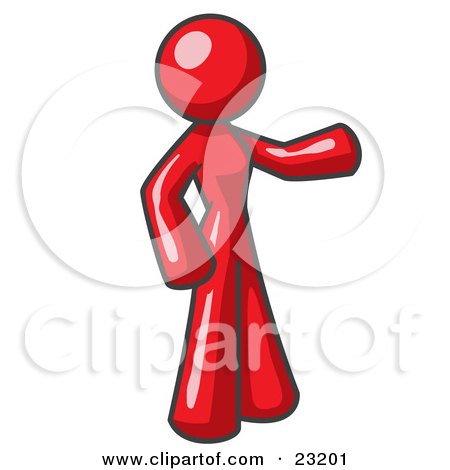 Clipart Illustration of a Red Woman With One Arm Out by Leo Blanchette